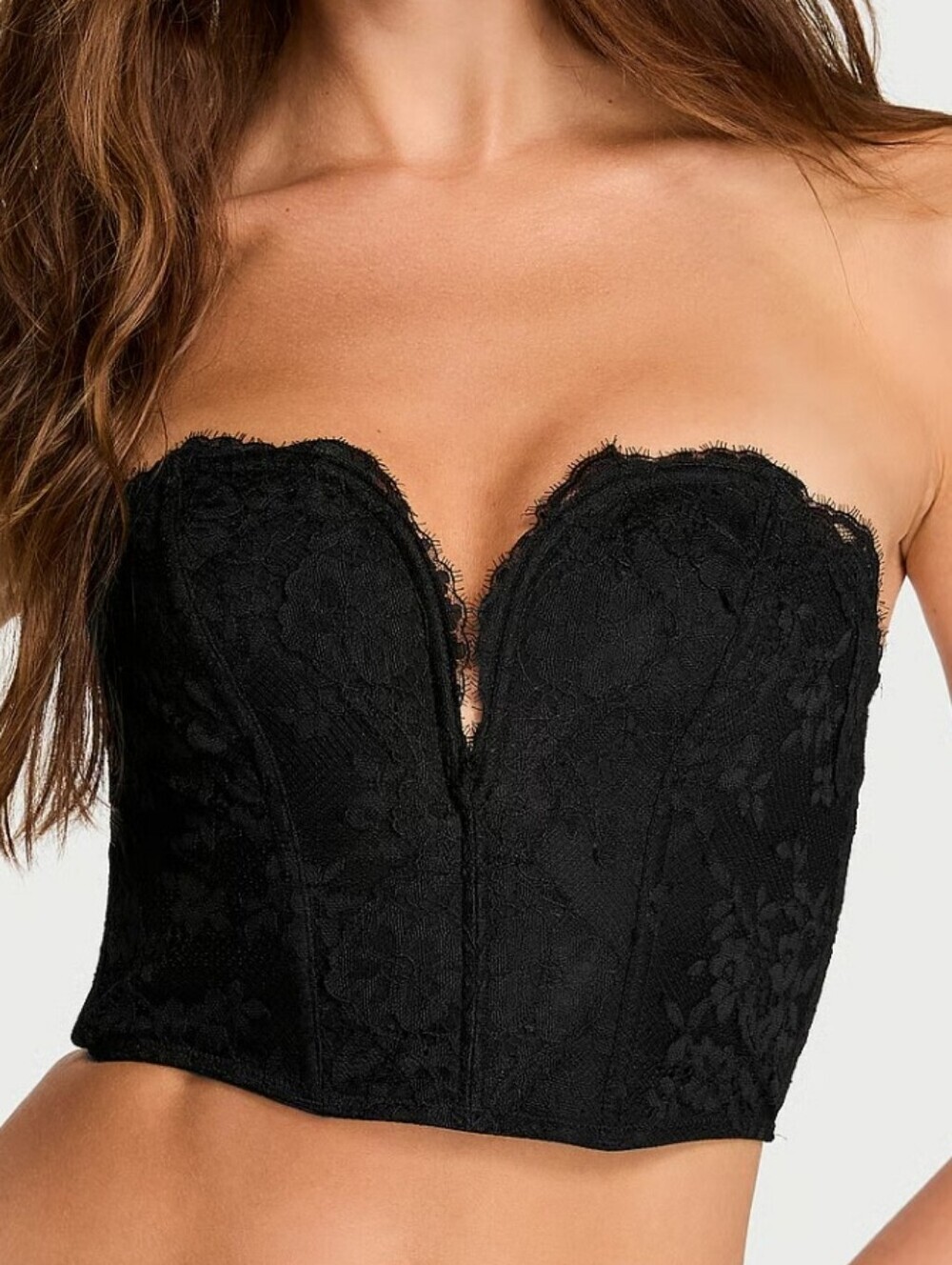 VS Dream Angels Dare to Dream Lace Deep-V Cropped Corset Top Sz LG NWT